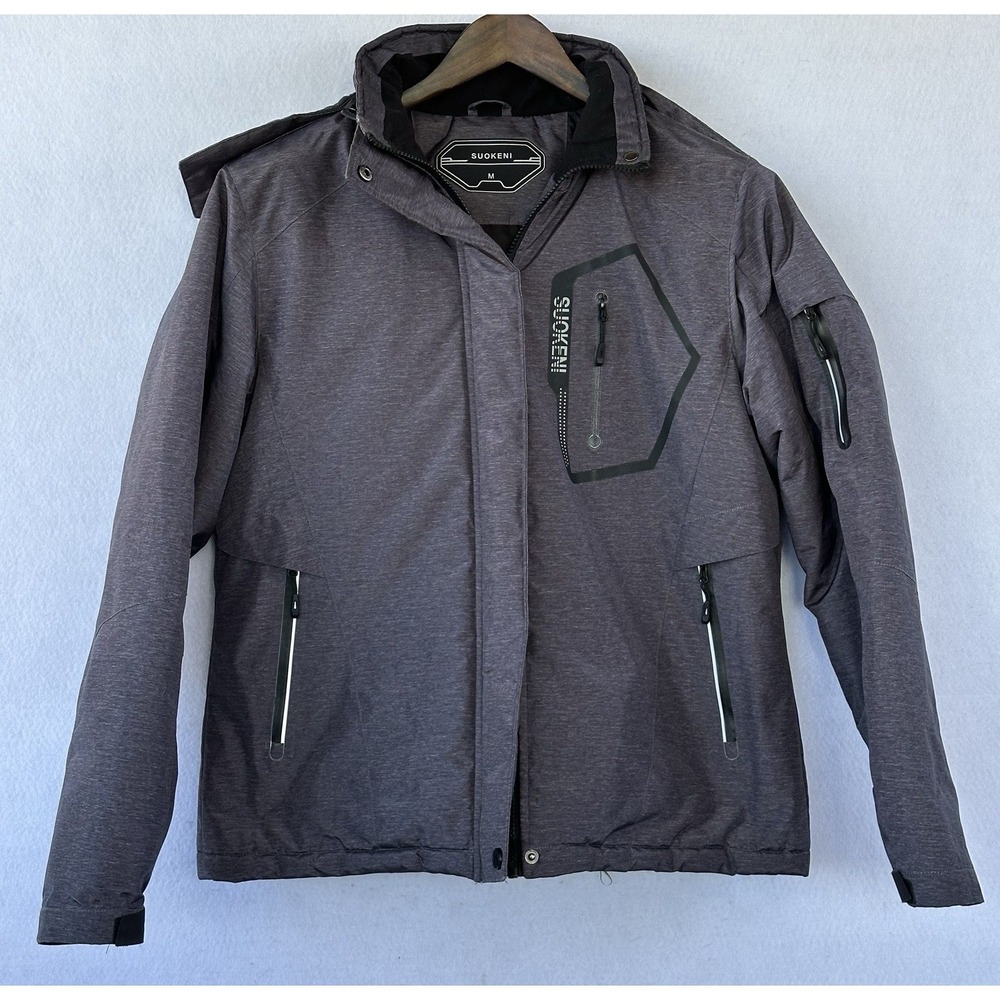 SUOKENI Waterproof Ski Jacket Winter Snow Hooded Women's M Gray Chic
